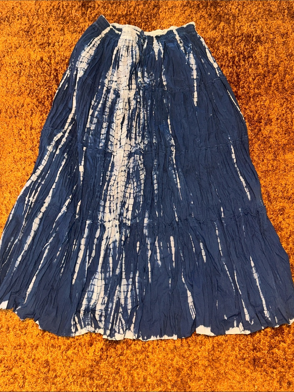 Blue Tie-Dye Maxi Skirt - Women's Flowing Boho Skirt